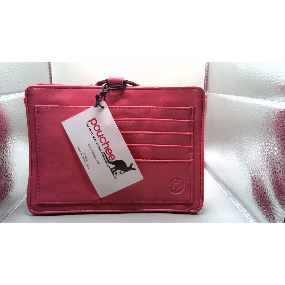 Pouchee The Ultimate Purse Organizer Pink Faux Leather Handbag Insert NWT